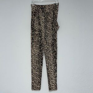 Soft & comfy Smooth high waisted leapord print pants draped pockets detail